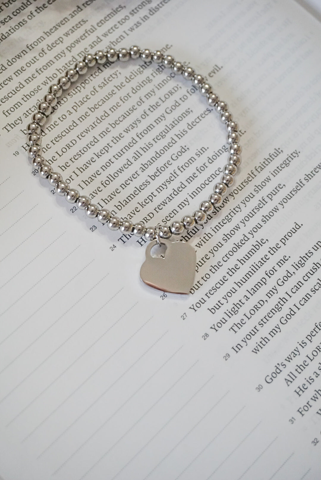 316 Stainless Steel Heart Beaded Stretch Bracelet
