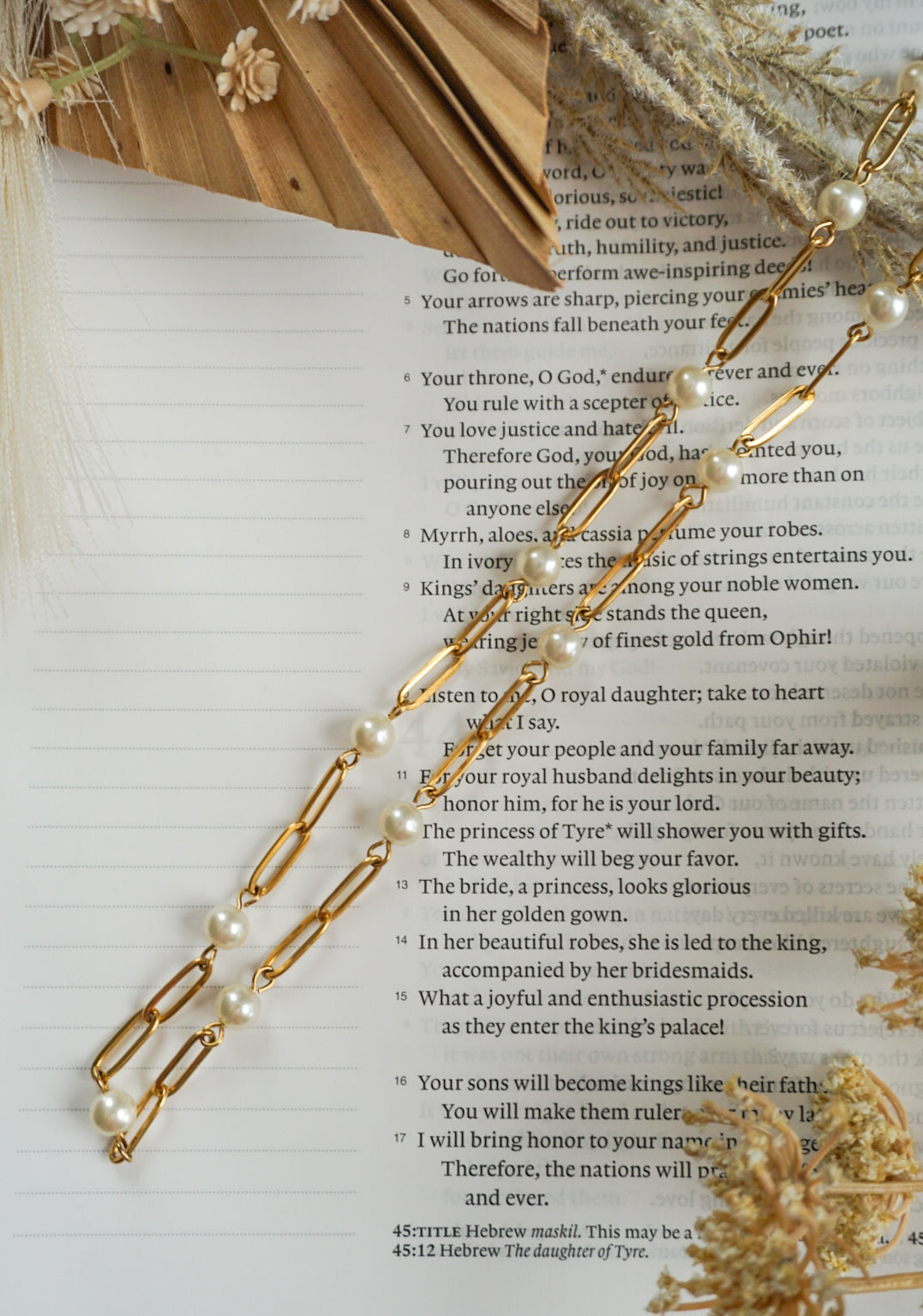 18k Gold Pvd Pearl Paperclip Necklace