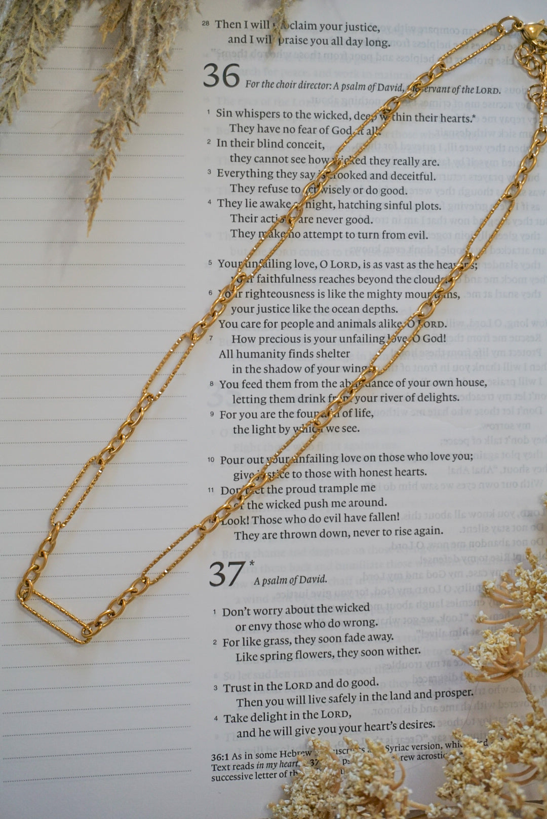 18k Gold Pvd Long Paperclip Textured Necklace