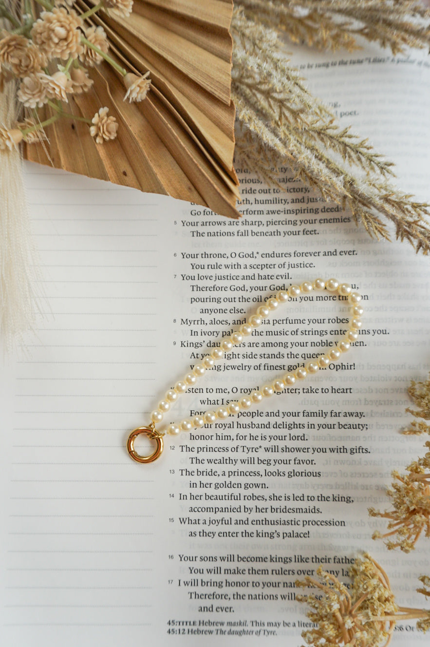 18k Gold Pvd Pearl Charm Keeper Bracelet