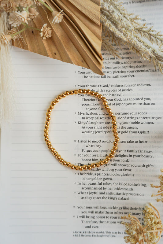 18k Gold Pvd Small Beaded Stretch bracelet