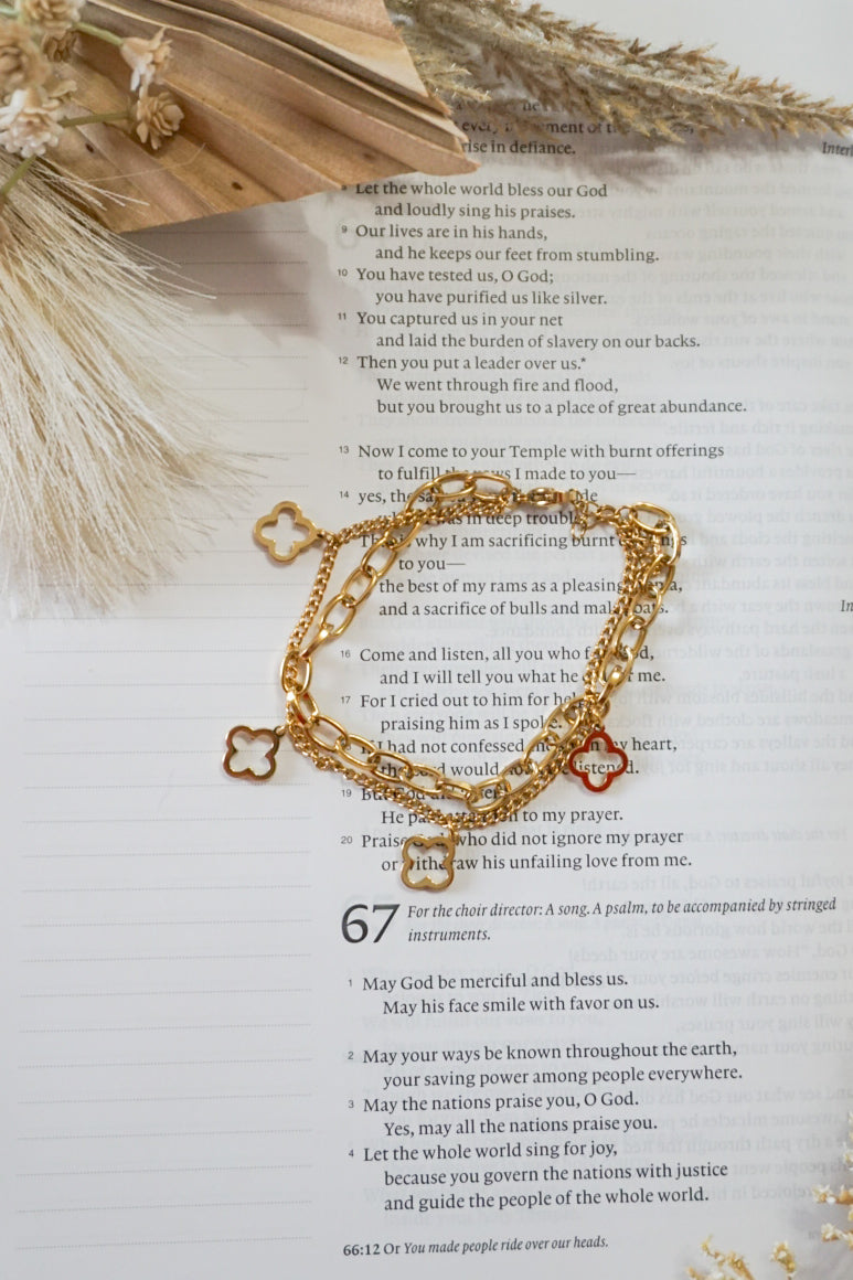 18k Gold Pvd Lucky Layered Bracelet