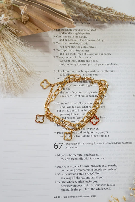 18k Gold Pvd Lucky Layered Bracelet