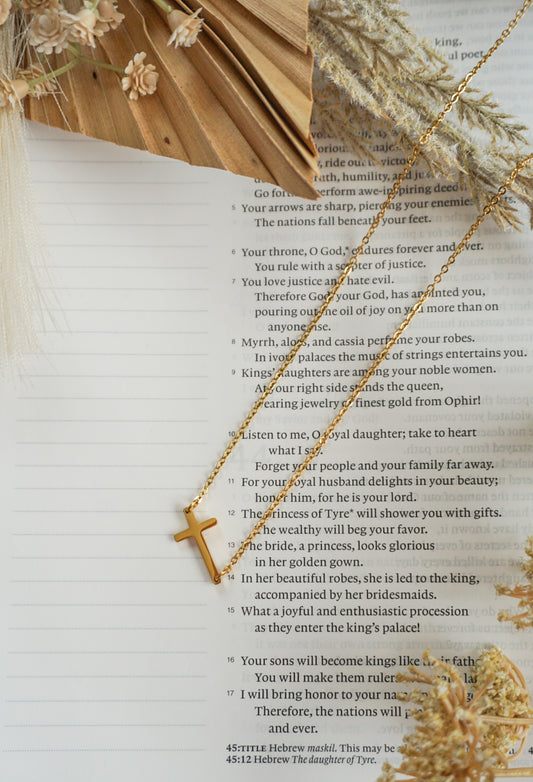18k Gold Pvd Cross Necklace