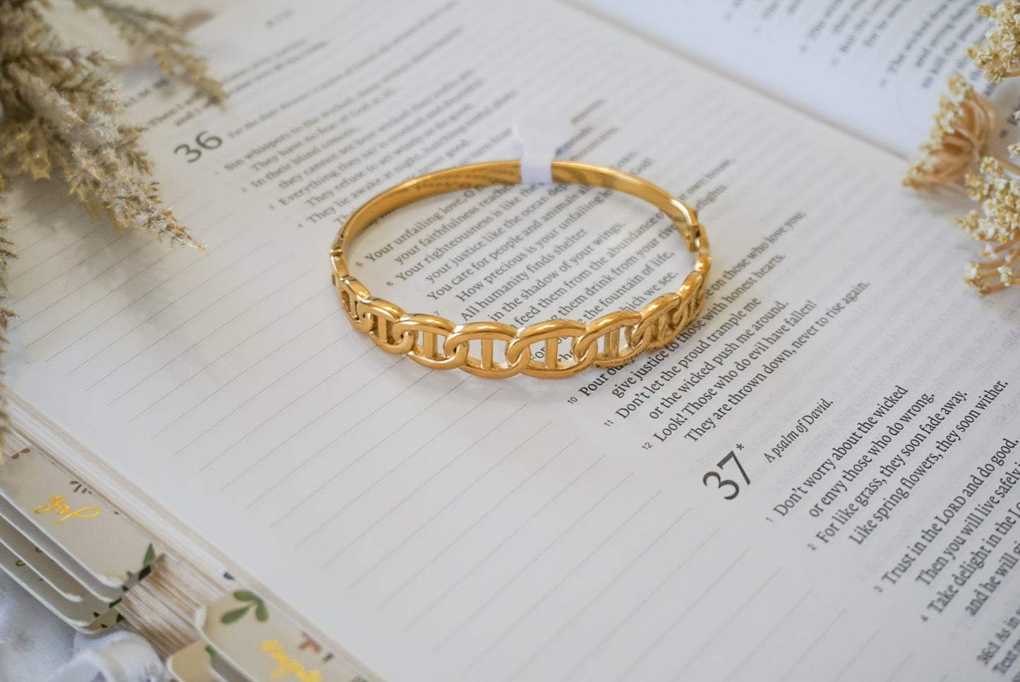 18k Gold Pvd Oval Bangle Bracelet