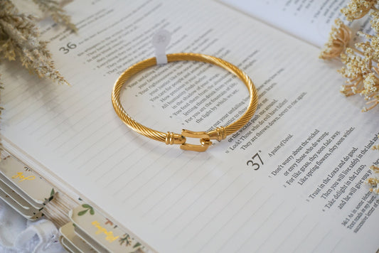 18k Gold Pvd Buckle Clasp Bangle Bracelet