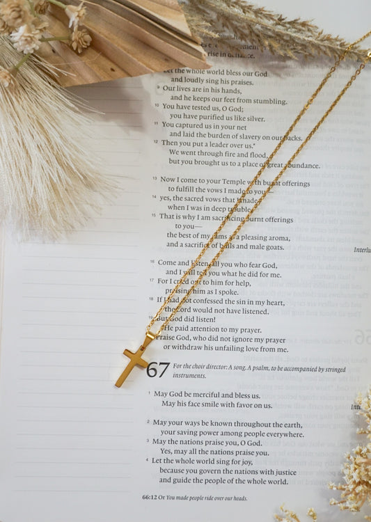 18k Gold Pvd Cross Dangle Necklace