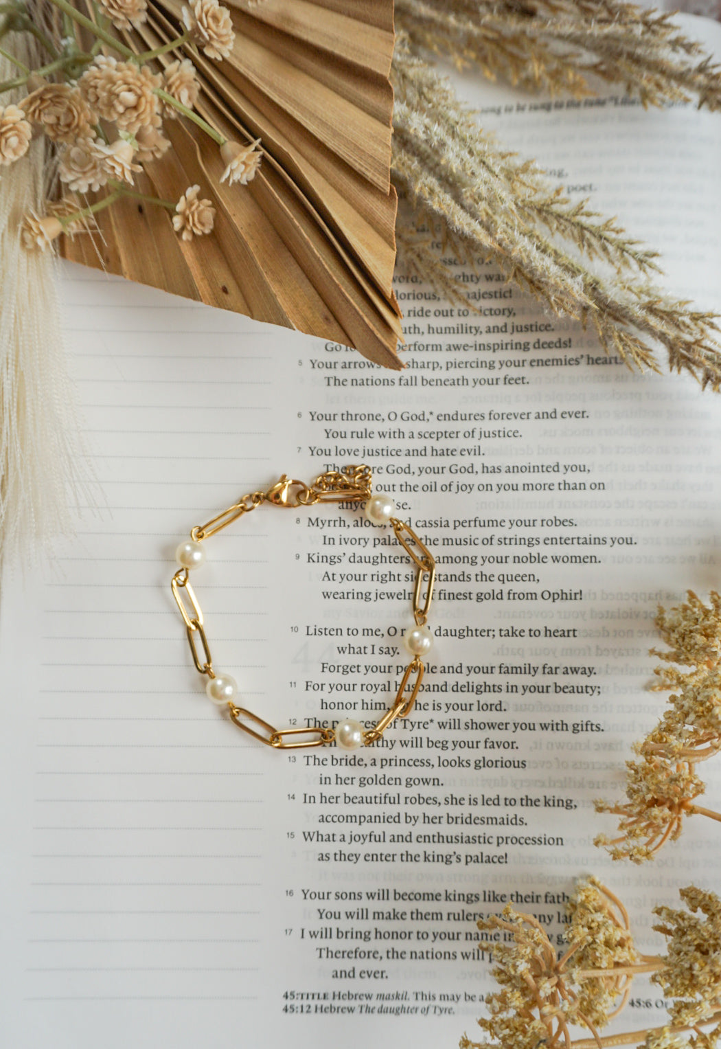 18k Gold Pvd Pearl Paperclip Bracelet