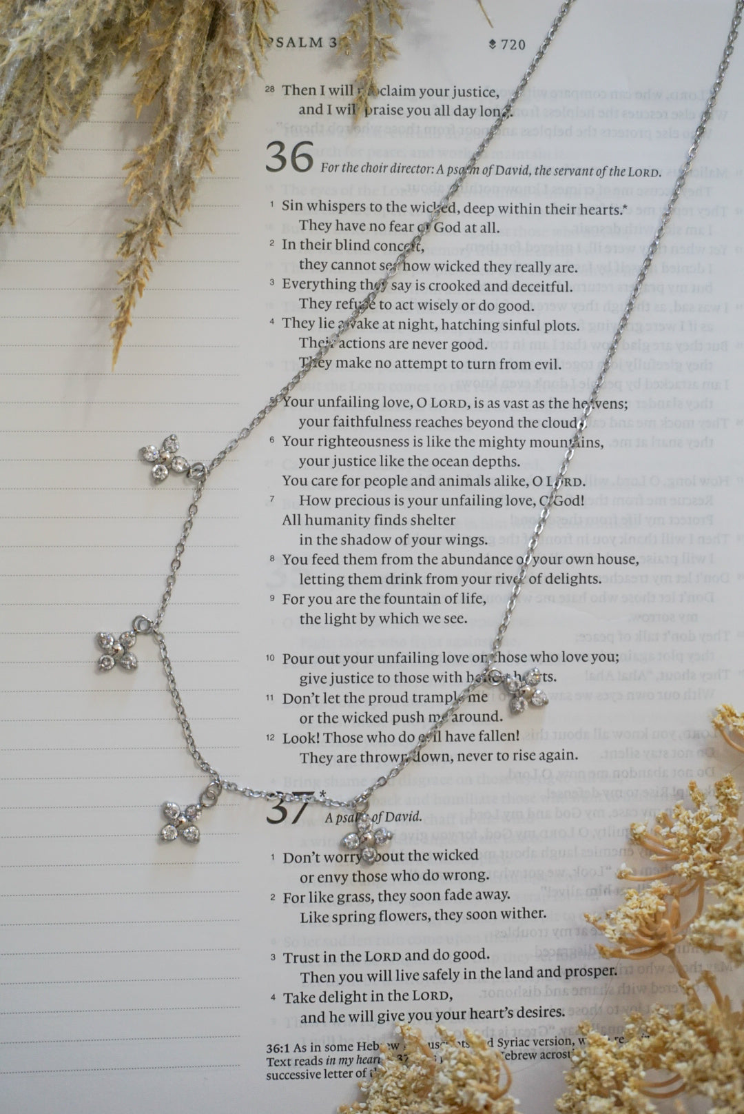 316 Stainless Steel Floral Dangle Necklace