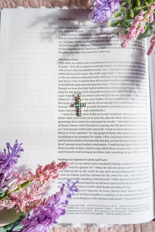 18k Gold Pvd Turquoise Cross Charm